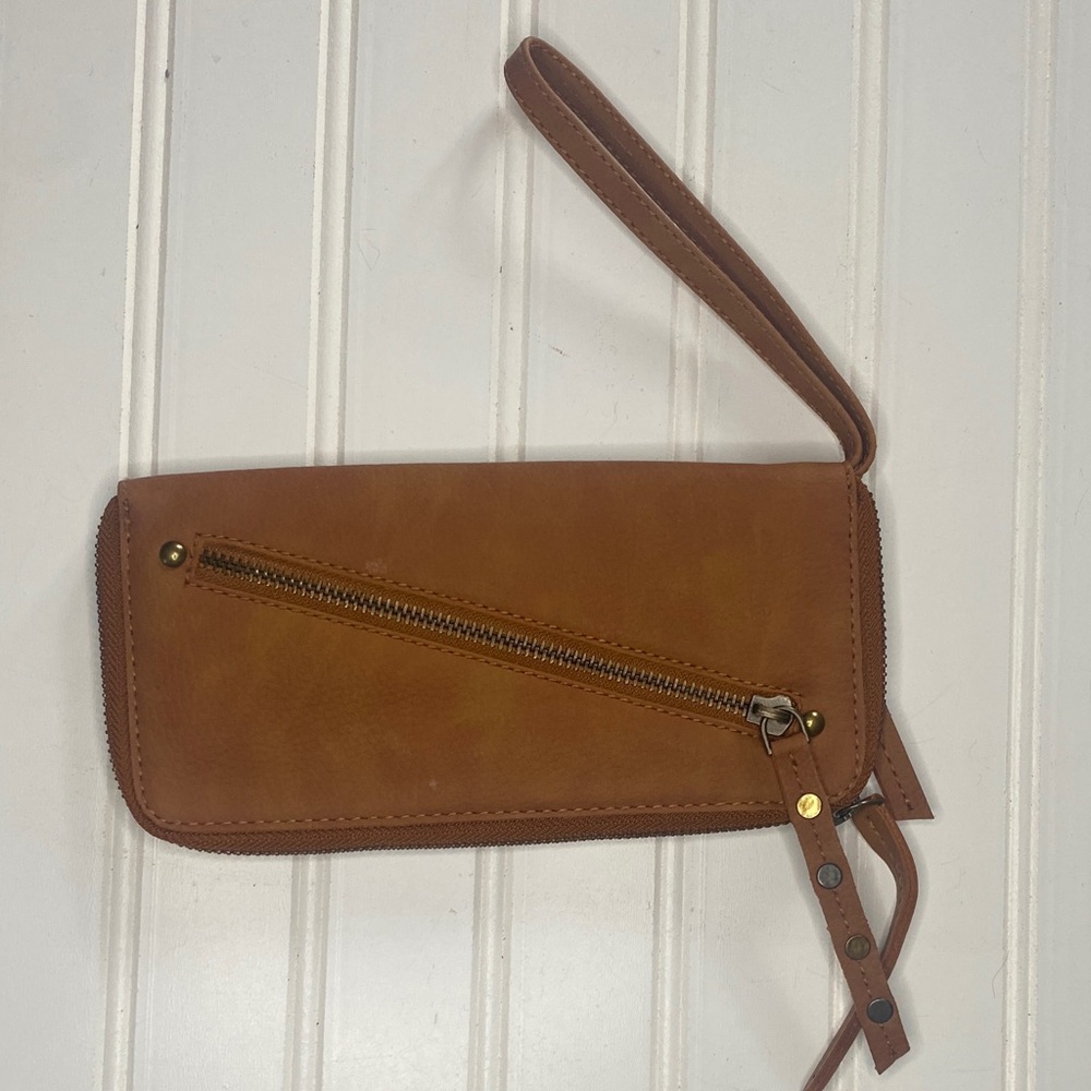 Free people Brown Vegan Leather Wristlet Wallet